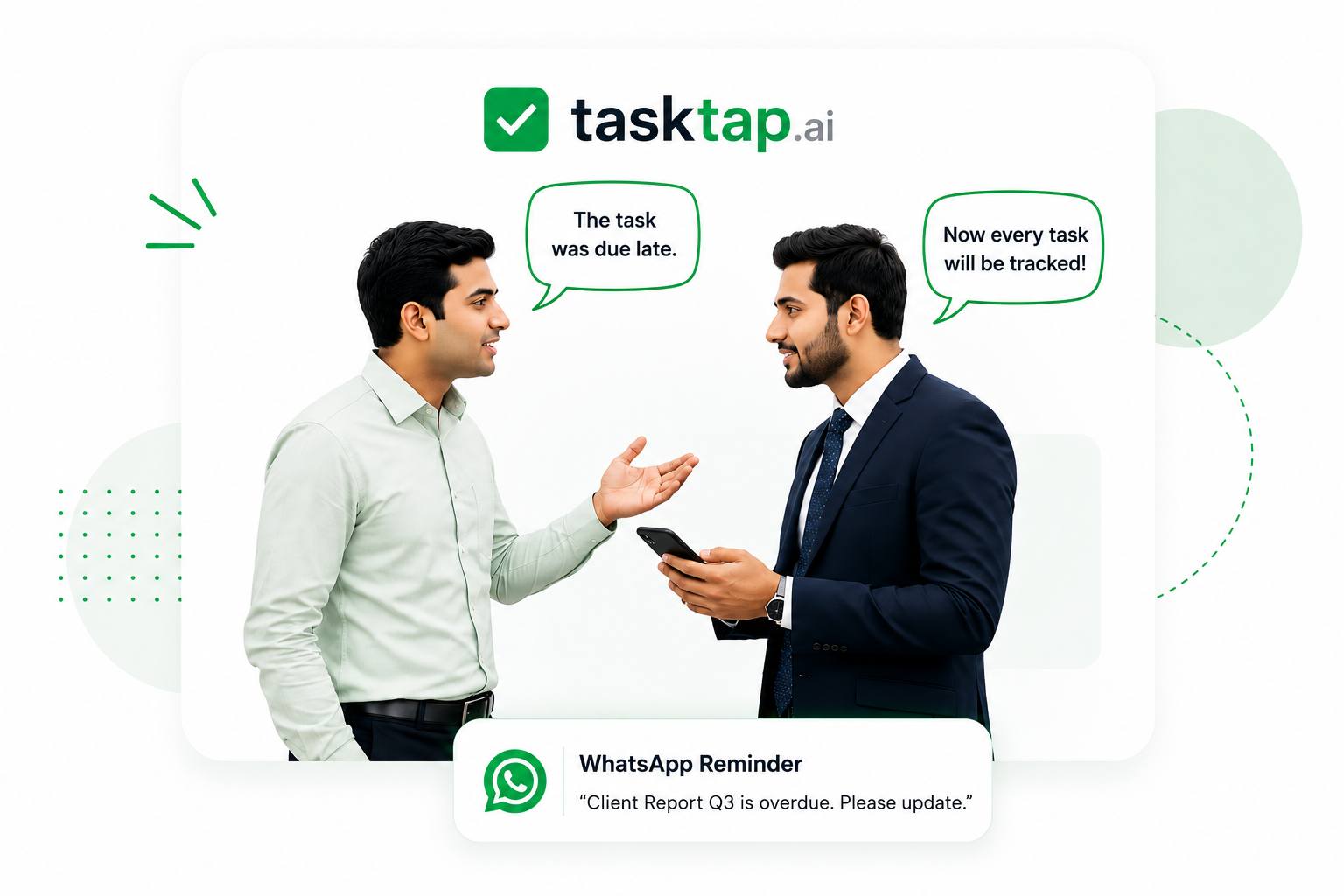 TaskTap.ai task tracking on WhatsApp